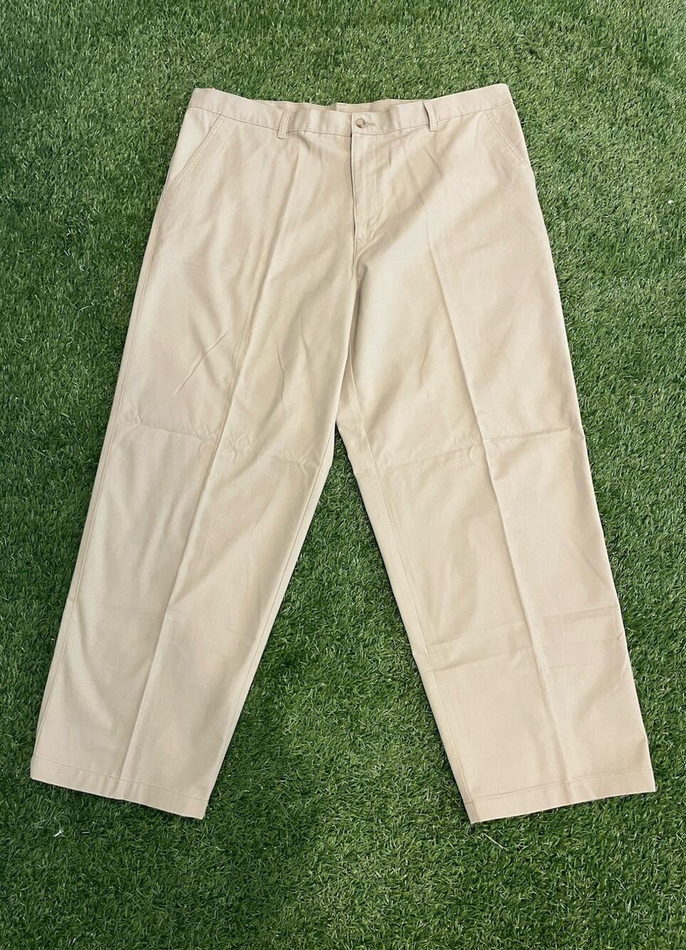 NWT George Men 44x32 Khaki Pants Classic Fit Flat Plain Front Barley Chino Work